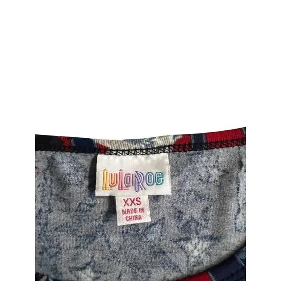 LuLaRoe Debbie Women's Navy Blue & Red Long A-Line Dress - Picture 4 of 6